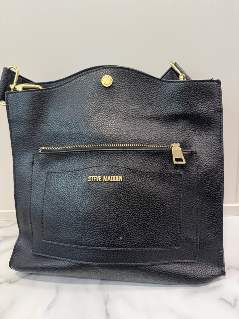 Steve Madden black faux leather tote bag